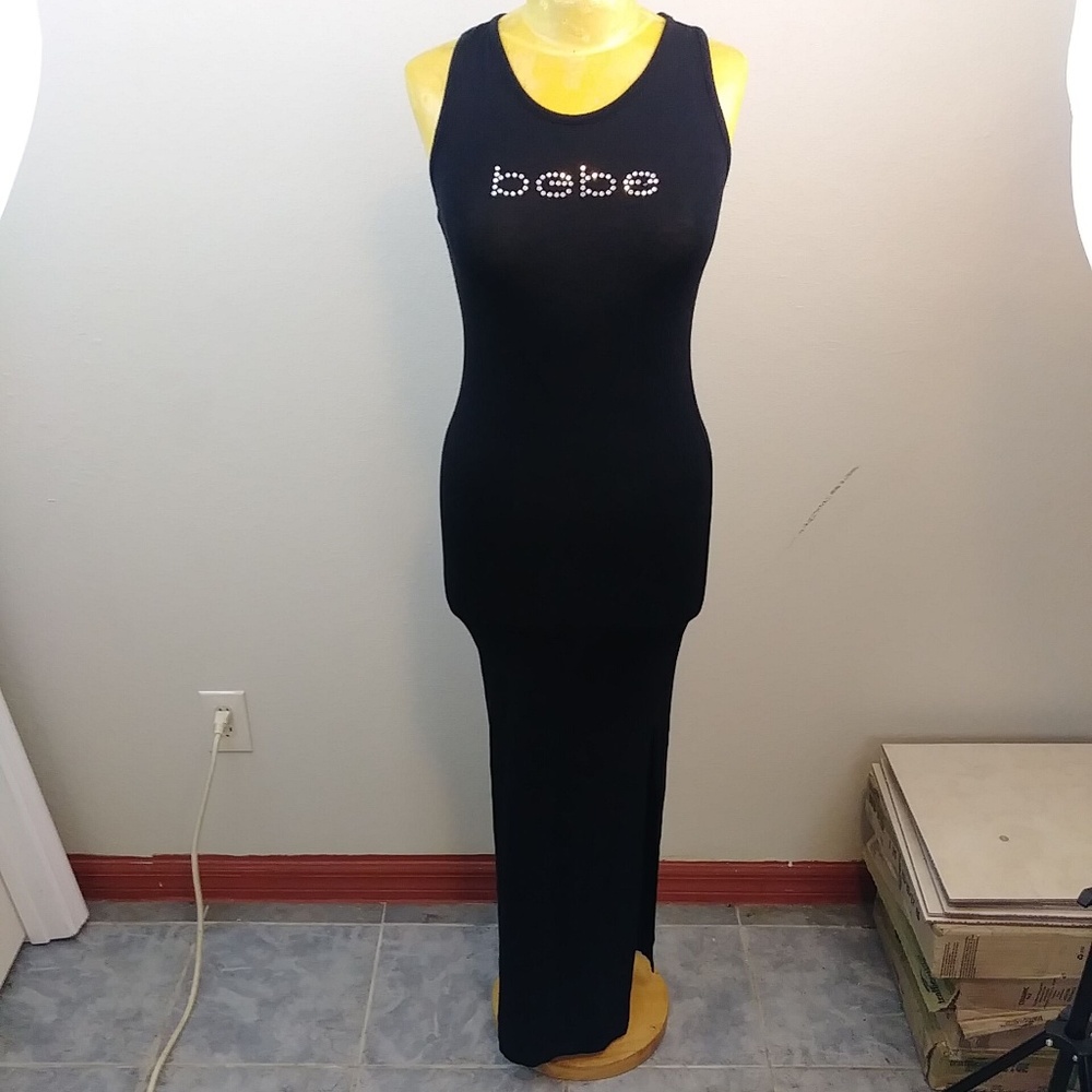 BEBE Racerback Embossed Faux Diamond Dress with Slit